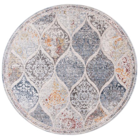Safavieh History Power Loomed Round Area Rug Grey & Gold - 5 ft. -3 in. x 7 ft. -7 in. HIS571F-5